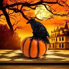 Neue Halloween Party Krähe Kürbis Tier Skulpturen, Harz Handwerke, Geisterfest Dekorationsprops und Ornamente, Halloween Tischdekorationen, Geisterfest Wohnzimmer Büro Schlafzimmer Eckdekofiguren