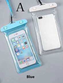 Laser Inflatable Waterproof Phone Pouch, Shock Proof Waterproof Swimming Phone Bag With Lanyard, Transparent Touch Screen Phone Case For Outdoor/Floating/Swimming Activities, Random, Beach Essentials, Beach Accessories, Pool Float, Pool Inflatable - White - View 4