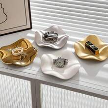 Elegant Ceramic Jewelry Tray - Unique Floral Flower Shaped Design, Multi-Functional Storage And Display Plate For Accessories, Artistic Home Decor, Jewelry Display - Multicolor - View 3