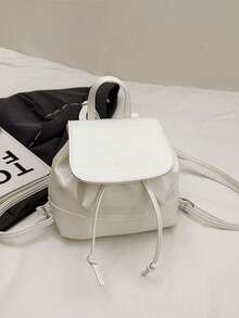 Unique Design Women's Backpack, 2025 New Fashion Versatile Bucket Bag, School Backpack - White - View 3
