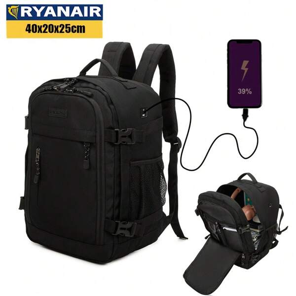 Zaino da cabina Ryanair 40x20x25cm (20L) | Zaino da viaggio impermeabile per aerei | Bagaglio a mano resistente | Zainetto per escursioni, scuola e lavoro | Nero/Blu marino/Grigio/Rosa/Beige/Verde