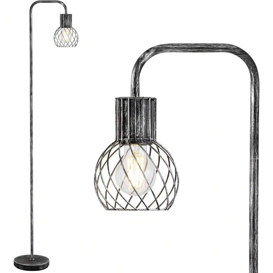 Local Delivery Industrial Floor Lamp, Antique Silver Standing Lamp Modern With 6W LED Bulb, Foot Switch, Metal Tall Lamps For Living Room, Bedroom Vintage Minimalist Farmhouse Design – Vintage Lighting, Modern Floor Lamp, Farmhouse Decor - Antique Silver Industrial Floor Lamp - View 1