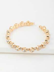 1 pulsera de lujo con incrustaciones de diamantes de imitación, adecuada para uso diario, fiesta y boda
