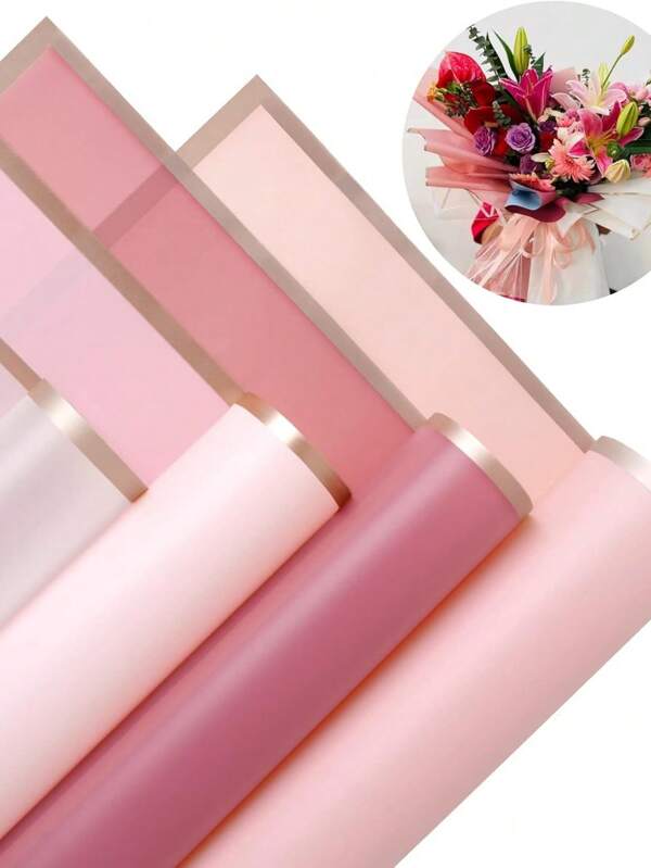 Papier d'emballage pour fleurs, matériel d'emballage de bouquet de fleurs fraîches pour artisanat de fleuriste, papier d'emballage étanche pour boîte-cadeau florale, fournitures de fleuriste, papier d'emballage pour bouquet de fleurs avec bordure dorée, style coréen pour emballage cadeau DIY, décoration florale, 23 x 23 pouces, papier d'emballage, papier de soie, fournitures de bouquet de fleurs