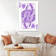 1Pc Framed Wall Art Purple Card Canvas Poster Paintings Ideal Gift For Living Room Bedroom Corridor Wall Decor Room Decoration Ready To Hang - 彩色 - 查看 5