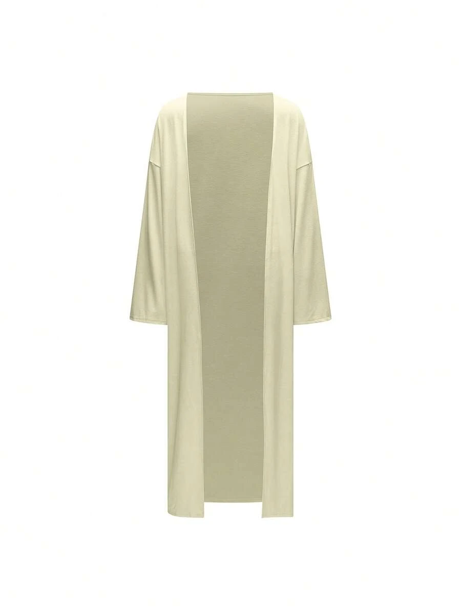 灰色罗纹针织长款开衫，宽松休闲版型，长袖，可机洗，明星和网红挚爱的必备换季单品，适合商务、休闲和情人节派对 | 适合工作日、周末和假日活动 | 2026春夏款