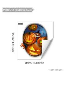 1pc Halloween Novelty Wall Decal, Creepy Pumpkin & Dark Rose Floral Vine Background Wallpaper Sticker, Self-Adhesive Decor For Bedroom, Living Room, Corridor, Entryway, Kitchen, Bathroom, Festive Home Decor Halloween Decor Fall Decor Room Decor Autumn Decor