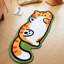 1 Piece Cute Cat Shaped Rug - Soft And Comfortable Faux Wool Polyester Material, Easy To Clean And Wash, Non-Slip Backing, Suitable For Decorating Living Room, Bedroom, Bathroom Or Office, Indoor Use Only, Bedroom Decor | Playful Cat Design | Machine Washable Rug, Cat Bathroom Kitchen Decor Kitchen Carpet - Multicolor - View 4