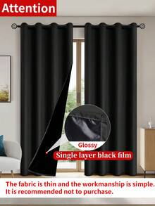 1 件 100% 遮光纯色涂层衬里窗帘，顶部带孔眼，遮阳隔热，适用于卧室、浴室、客厅等。