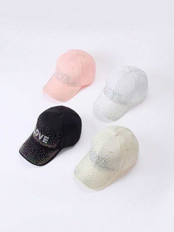Casquette de baseball ornée de diamants LOVE, convient pour un port quotidien