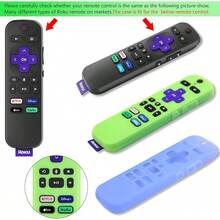 [2 Pack] Remote Cover Glow In The Dark Compatible With Roku Voice Remote Pinowu Anti Slip Silicone Cover Compatible With Roku Players And Roku TVS Voice Remote (Green And Blue) - GreenGlowandBlueGlow - View 6