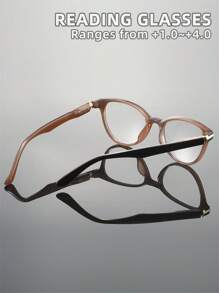 男女通用近视眼镜，新款时尚猫眼拼接金属素面老花镜，方形镜框，镜腿灵活，适合日常佩戴、运动、电脑使用、缝纫等，防疲劳，便携设计，适合各种脸型，有黑色、粉色、紫色、灰色可选，7种度数可选，是节日、父母节、情人节、开学季、教师节、斋月等场合的理想礼物。