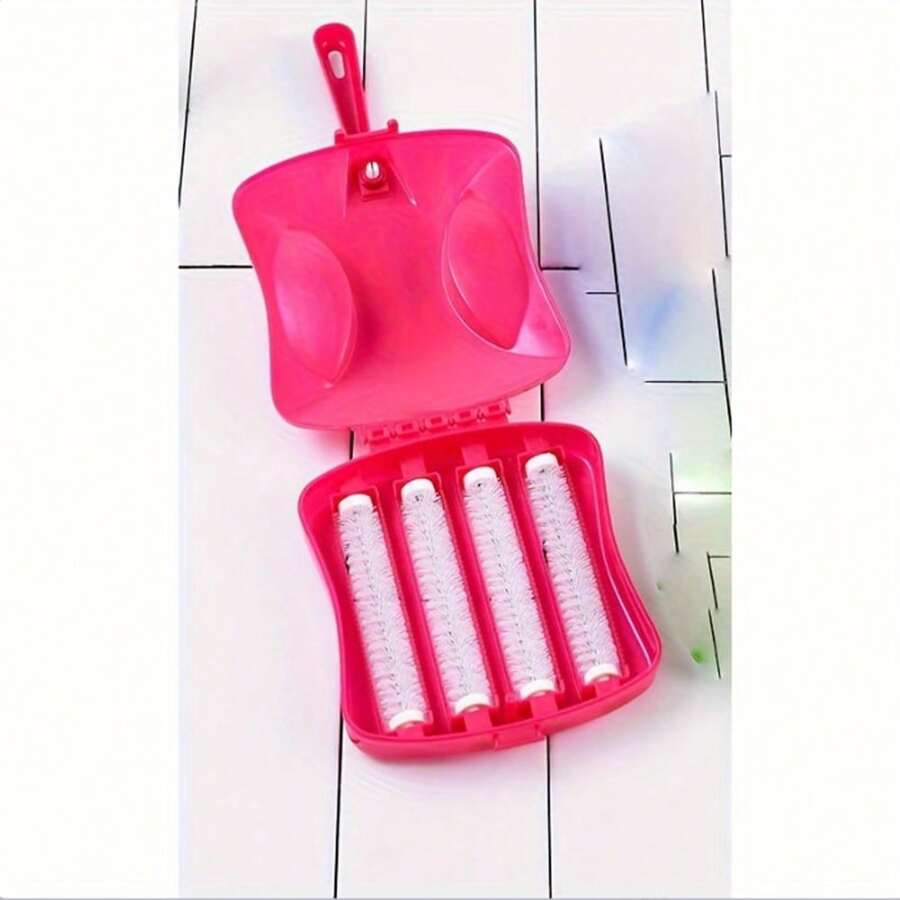 1pc Reusable Lint Roller Brush For Pet Hair Removal - Ideal For Carpets, Bedding & Clothing, 4-Roll, Cleaning Brush