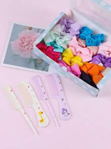 32 Pcs Assorted Color Bowknot & Duck Bill Hair Clips, Comb For Daily Use, Gift Box Included - Multicolor - View 1