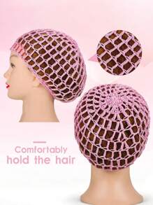 3/2/1 PC Black Hair Nets Cap Mesh Crochet Hair Net, Rayon Knit Snood Mesh Wig Caps, For Women Students Sleeping Hairnet, Christmas, Thanksgiving, Fall Winter Hair Accessories, For Daily Back To School Use Green Black Purple Blue Pink Mix Colors