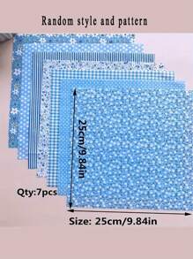 Patchwork Fabric, Blue Floral And Polka Dot Craft Fabric Bundle - 10" X 10" Square, Sewing Fabric For DIY Sewing, DIY Doll Clothes Making, Scrapbooking And Quilting Sewing Supplies Accessories, Multiple Colors And Styles To Choose From (Styles Random) - Multicolor - View 4