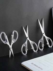 3 Sizes Available Clear Stainless Steel Scissors, Simple Multipurpose Art Scissors For Office, School, And Home Back To School