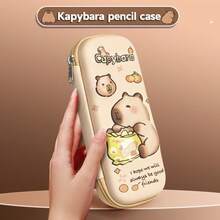 Capybara Pencil Case - 3D Cartoon Design For Kids School Supplies - Brown - View 9