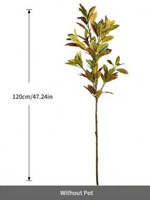 Artificial Color-changing Tree Branch With Ficus Microcarpa & Rubber Tree Leaves, Plastic Plants For Indoor/outdoor Garden, Home, Office Decoration, No Pot Included - Green - View 10