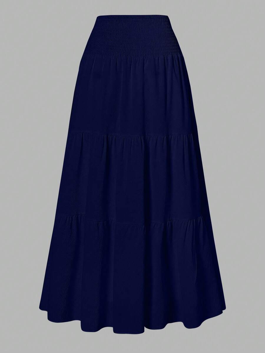 Chân váy xếp ly màu trơn đa năng dành cho nữ, thích hợp cho mùa xuân.