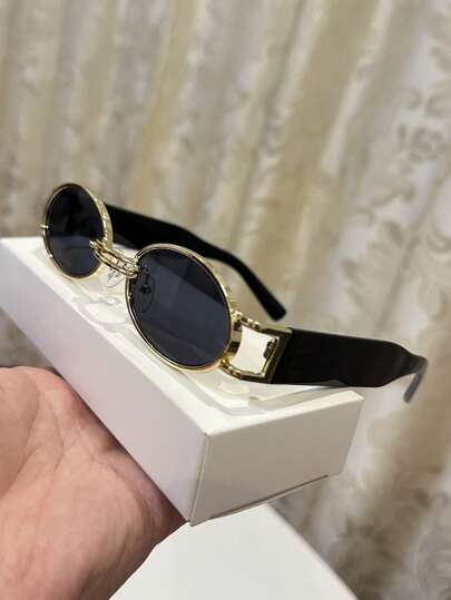 1pc Women Casual Retro Oval Black & Brown Fashion Fashion Glasses, Suitable For Daily Commute, Summer Beach, Decoration, Street Style Preppy Style For Back To School Oval Shape