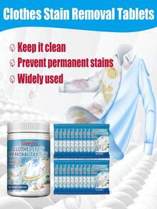 100g Clothing Stain Remover Effervescent Tablets, Deep Cleaning For Stubborn Stains, Gentle Cleansing & Fabric Softening, Suitable For Various Clothes, Random Old Or New Models - Multicolor - View 6