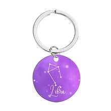 不锈钢 12 星座钥匙扣 - 带环钥匙扣，十二生肖设计，适合背包和钱包装饰，单个，情人节的理想礼物 - 女士钥匙扣（白羊座/金牛座/双子座/天秤座/摩羯座）汽车配件可爱哥特 Y2k 包配件挂绳带身份证夹汽车配件包饰