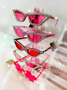 Sunglasses Holder, Sunglasses Stand, Eyeglass Holder, Organizer Stand For 6 Pairs Of Sunglasses - Pink - View 3