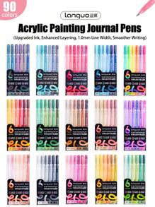 Languo 90-Color Acrylic Paint Markers - 1.0mm Fine Tip Gel Ink Pen, Blendable Vibrant For Rock/Glass/Wood DIY Craft Decor,Student Art Supplies , Back To School Gifts