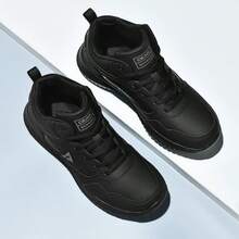 Non Slip Shoes For Men Food Service, Kitchen Chef Oil-Proof Slip Resistant Work Shoes Comfort Lightweight Sneakers With Lace Up Black