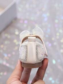 1 Pair Toddler Girls Shoes, New PU Printed Bow Cute Infant Princess Shoes, Lightweight Soft Sole Suitable For Crawling, Spring/Summer/Autumn - Beige - View 8