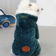 宠物服装，狗狗服饰，猫咪四足动物服装，英伦风四足动物双层抓绒服装，小动物服装，狗狗运动服，动物服装，流行欧美新款秋冬休闲牵引带帽宠物服装 - 黃色 - 查看 15