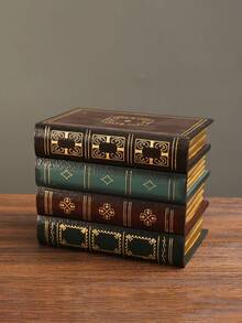 1pc Decorative Box, Vintage Wooden Heavy-Duty Bookshelf For Shelves, Home Office School Library Decor, Book Ends Wedges - Multicolor - View 13