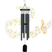 1 Piece Of 6-Tube Wind Chime Rotating Solid Wood Outdoor Decoration Home Decoration Wind Chime Hanging Decoration Handicraft - 銀 - 查看 5