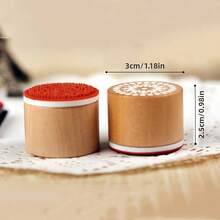 6 件木质印章花卉图案橡胶印章，圆形和方形蕾丝木质橡胶印章适用于剪贴簿和手工邀请函贺卡 DIY 工艺印章