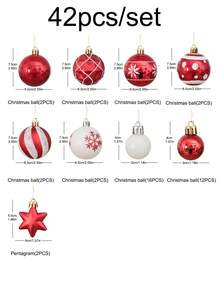 42pcs/Set Christmas Ball Ornaments Decoration Pendant Party Supplies Gift Box Set