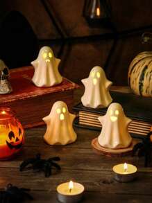 1 件哥特式陶瓷鬼魂亮灯，万圣节鬼魂装饰，小白鬼魂雕像，适用于万圣节室内家居装饰，万圣节派对装饰摆件