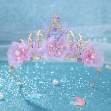 1 件优雅紫色心形海星贝壳美人鱼尾巴带闪亮皇冠新娘婚礼头饰，公主发饰 - 彩色 - 查看 4