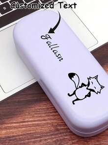 Customized Name Women's Glasses Case, Pink, Hard Shell, Portable, Protective, With DIY Pattern, Suitable For Travel, Pocket Wallet, Glasses Storage, Myopia Glasses Storage Box, Customized Name Color Glasses Case With Cute Fox Pattern, New Advanced Personalized Folding Glasses Case, Portable, Suitable For Garden, Office, Outdoor, Is An Ideal Gift For Boyfriend/Girlfriend, Dad/Mom, Friends, A Must-Have For Postmen, A Must-Have For Back To School - Multicolor - View 4