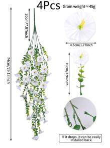 1/2/4 piezas Plantas artificiales colgantes de eucalipto y gloria de la mañana de seda, resistentes a los rayos UV, plantas verdes para decoración de aniversario, graduación, ceremonia de boda, fiesta familiar, oficina, porche, jardín, patio y pared en primavera/verano