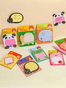 Juego de 100 notas adhesivas lindas, notas adhesivas de animales de dibujos animados, notas adhesivas para refrigerador, rellenos de bolsas para fiestas escolares, notas de memorándum de oficina, regalos de salón de clases para estudiantes (ocho estilos, entrega aleatoria)