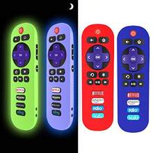 [4 Pack] Silicone Case For  Roku TV RC280 Remote Protective Universal Replacement Lightweight Shockproof  Roku TV Remote Cover With Lanyard Glow Blue+Glow Green+Red+Blue - 輝藍+輝綠+深藍+紅 - 查看 1
