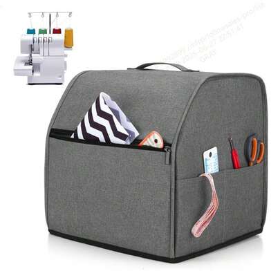 Gray Fabric Sewing Machine Dust Cover With Zipper Storage Pocket - Ewing Supplies Sewing Tools And Accessories Storage Bag, Home Crafts Storage Zipper Bag, Sewing Supplies Accessories, Sewing Storage
