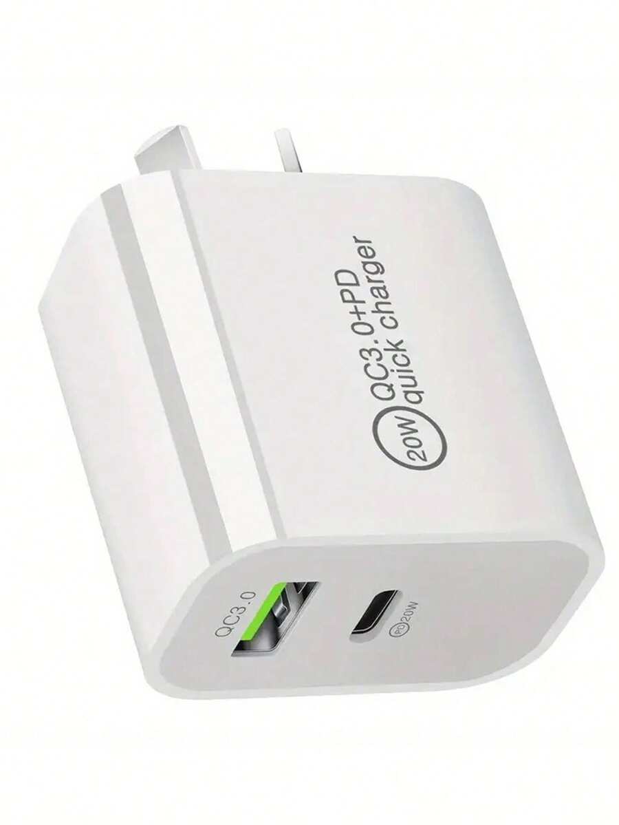 20W USB C 快速充电器，2 端口 PD USB-C 壁式插头（1 件装），带快速充电 QC3.0，USB-C 电源适配器 C 充电器 AU-Plug SAA 认证，兼容 16/15/14/13/12、Pixel 7/6、Switch、S22/21，适用于多人充电、多设备充电、家庭充电需求和办公桌手机充电器多端口 Nan