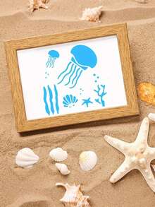 9 buc șabloane cu viață marină 15,01 x 15,01 cm șabloane oceanice pentru pictura animale marine șabloane model DIY șabloane sirenă șabloane din lemn pentru scrapbooking desen trasare mobilier meșteșuguri de perete, pentru rechizite școlare, înapoi la școală - Multicolor - Vizualizare 5