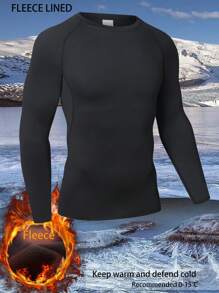 Maglia termica elastica aderente da base strato per attività sportive invernali come palestra, corsa, sci, ciclismo, pesca sul ghiaccio, con maniche lunghe in pile caldo, ideale per l'autunno e l'inverno, taglia extra large