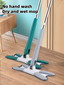 1pc Self-Wringing Mop (Includes 1 Mop Pad), Butterfly-Shaped Mop, X-Shaped Mop, Hands-Free, Wet & Dry Use Broom, Mop Pad, Household Cleaning Tool, 360° Strong Decontamination, Labor-Saving Dehydration, Floor Protection, Bathroom Mop, Large Surface Replacement Mop, Flat Mop, New Design Scraper, Rotary Simulation Hand Wash, One-Time Cleaning, Squeeze Water Tray, Suitable For Multiple Floors - Multicolor - View 3