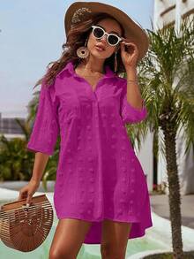 Women's Swimsuit Cover - Ups White Chiffon Bikini Swimwear Beach Dress Outfits Summer 6HQS - 深粉紅色 - 查看 8