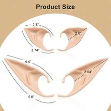 FRESHME Fairy Pixie Elf Ears - Cosplay Soft Pointed Ears Elven Masquerade Vampire Fairy Ears Makeup Costume Accessories - C - 長精靈耳朵(1對) - 查看 2