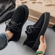 Teniși retro casual pentru bărbați, versiune coreeană, antiderapanți, talpă groasă, versatili, pantofi din piele întoarsă, ghete sport, stil nou 2025, pentru toate anotimpurile